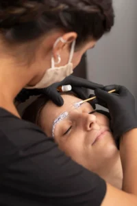 Microblading treatment session